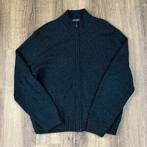 EUC Saddlebred Gray Cotton Zip Mock Neck Sweater Sz XL